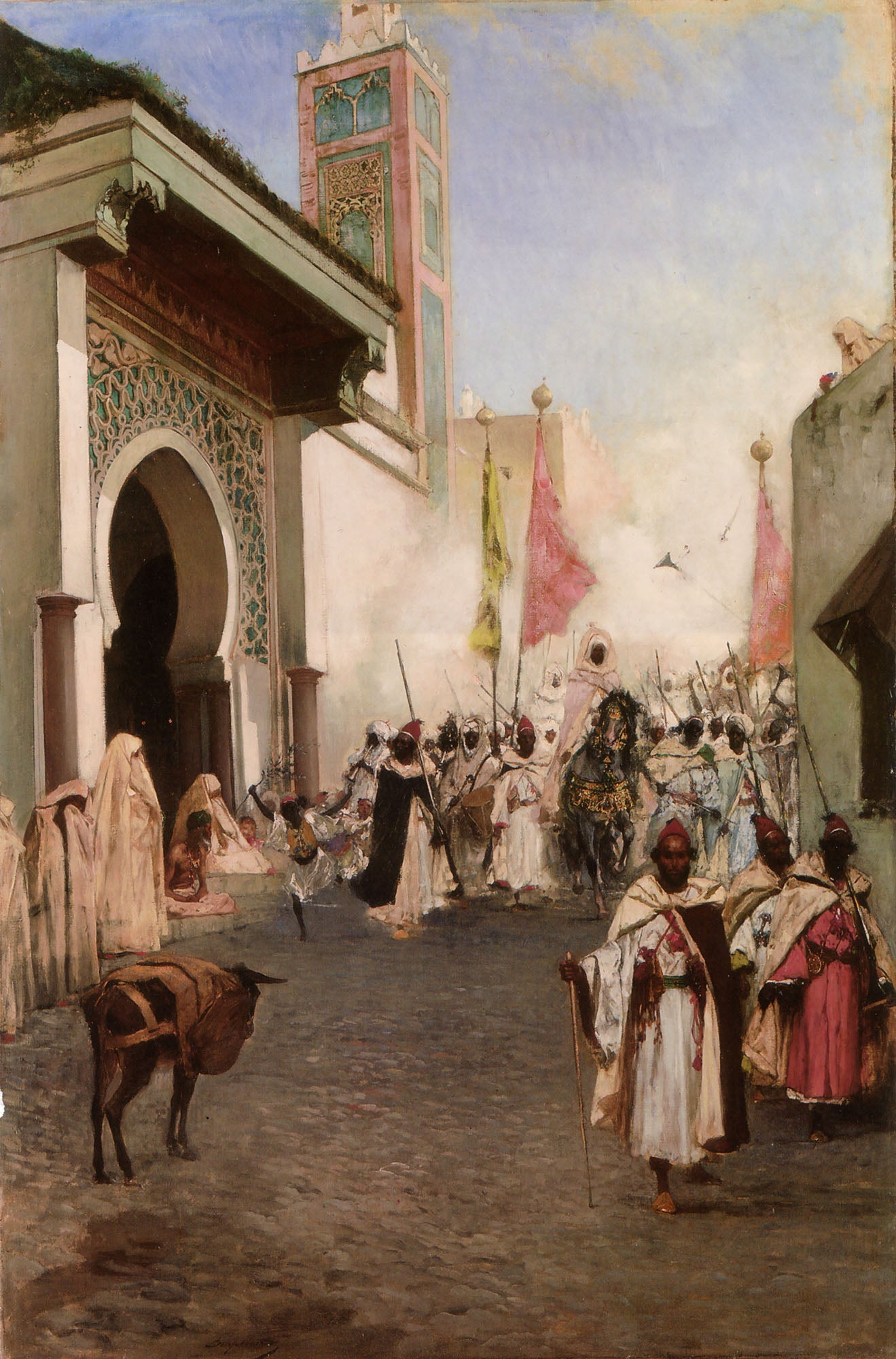 Le pacha de Tanger près de la grande mosquée - Jean-Joseph Benjamin-Constant image 1 tableau peint à l’huile sur toile