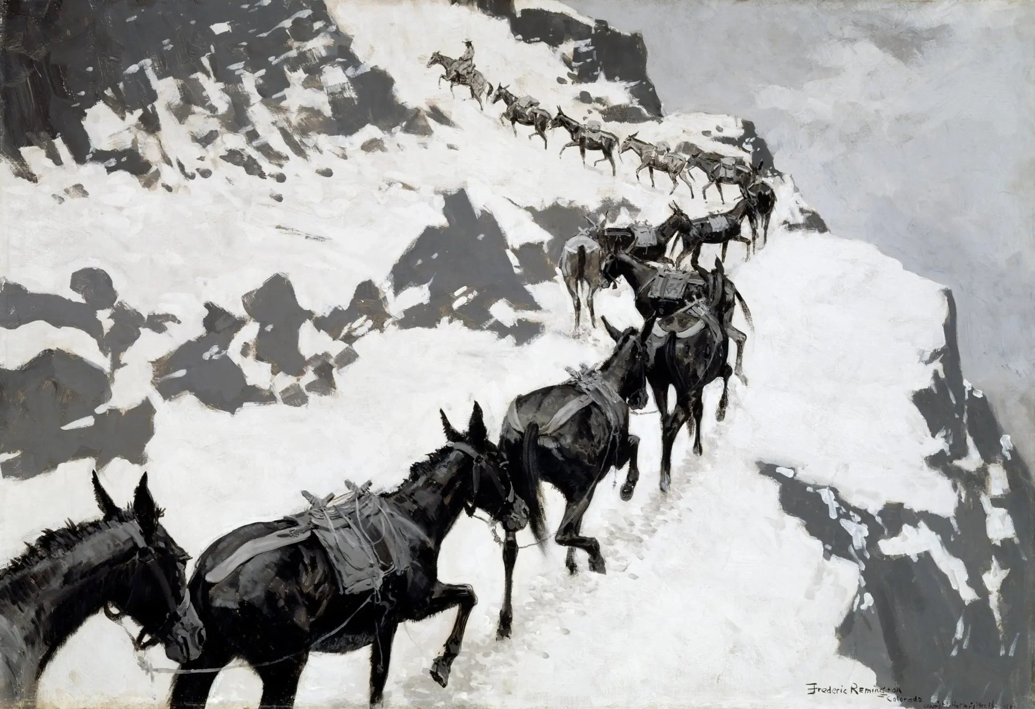 Le pack Mule - Frederic Remington image 1 reproduction de peinture à l’huile