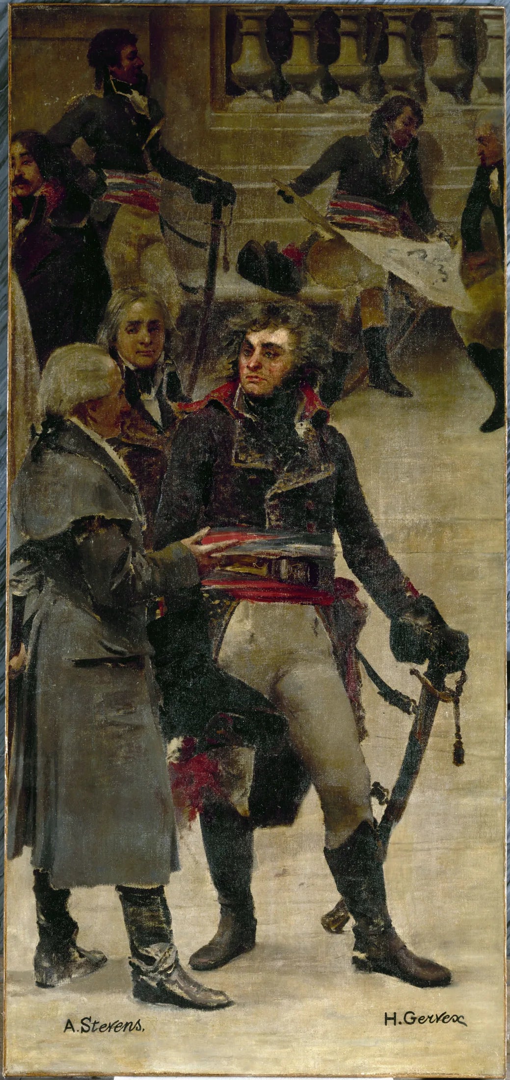 Le Panorama du siècle : Kléber et Monge, entourés de personnalités de la Révolution française - Henri Gervex image 1 reproduction de peinture à l’huile