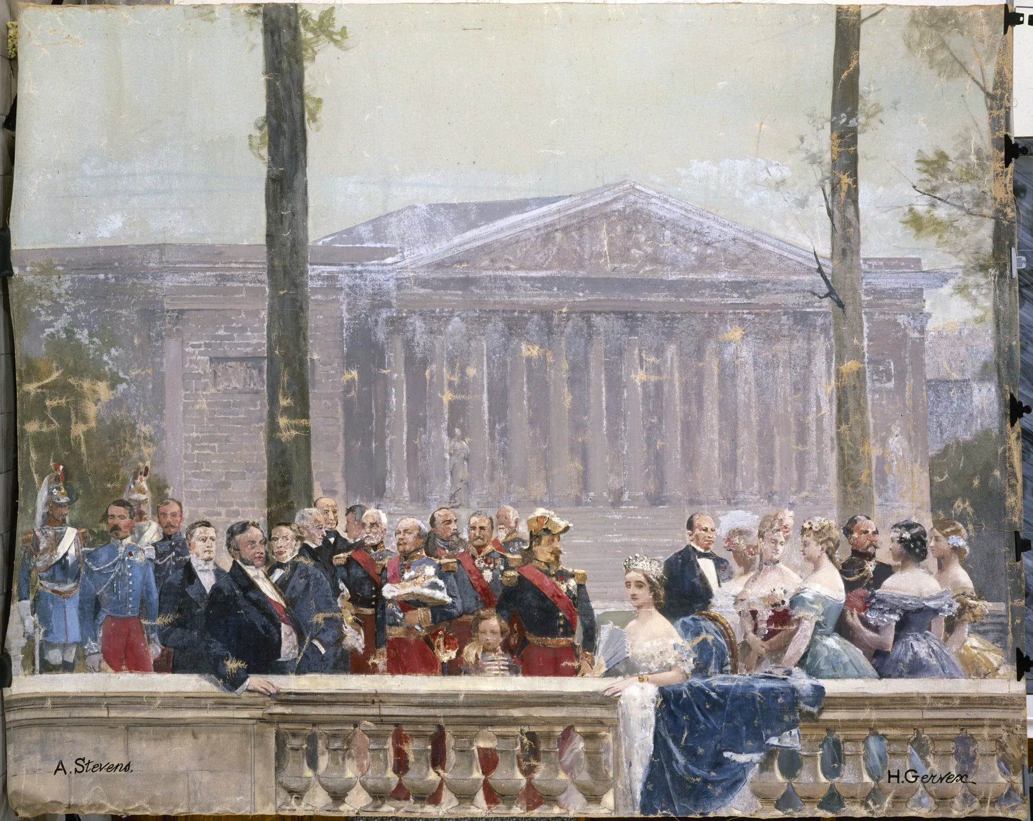 Le Panorama du siècle : la famille impériale entourée de nombreuses personnalités du Second Empire devant le palais Bourbon - Henri Gervex image 1 copie peinte à la main à l’huile