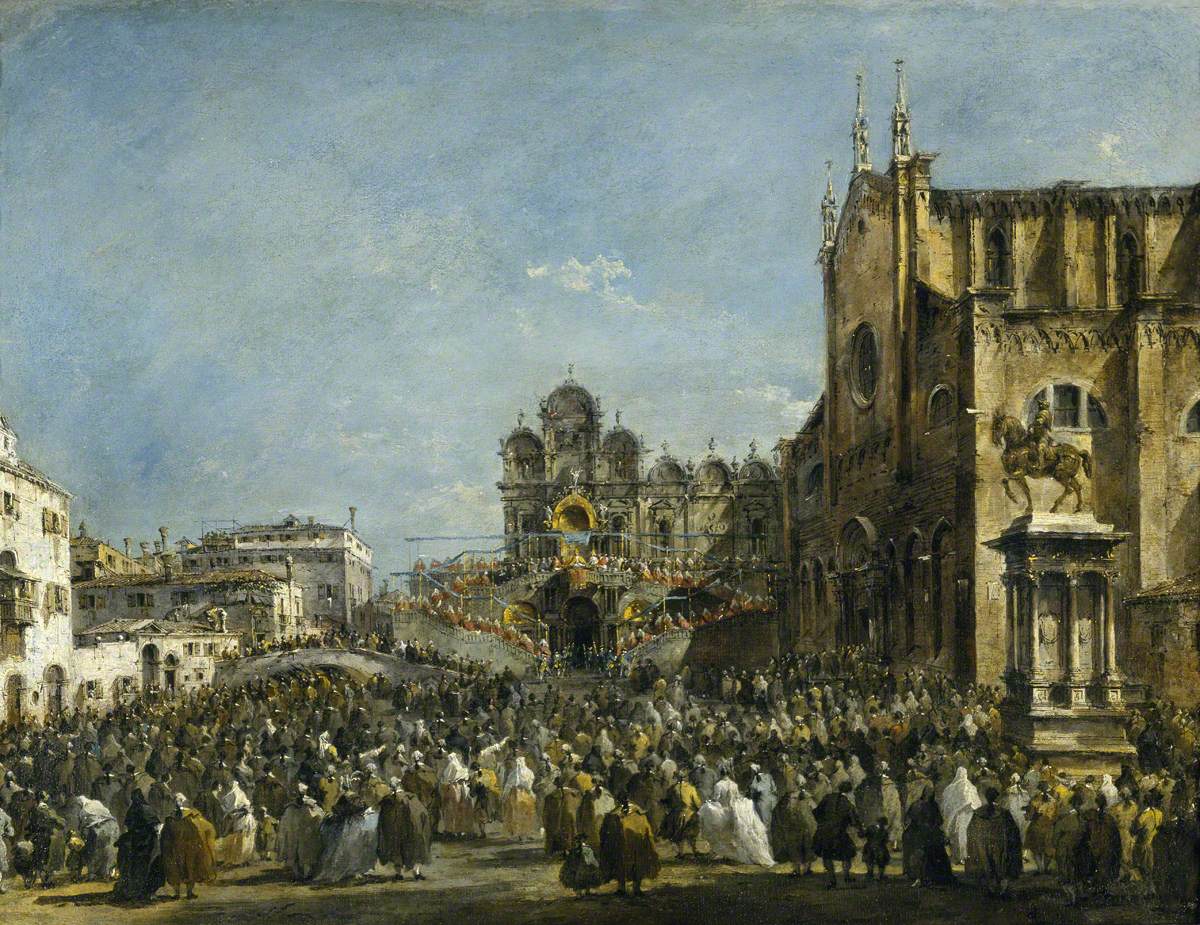 Le pape Pie VI bénissant le peuple de Venise en 1782 - Francesco Guardi image 1 reproduction de peinture à l’huile