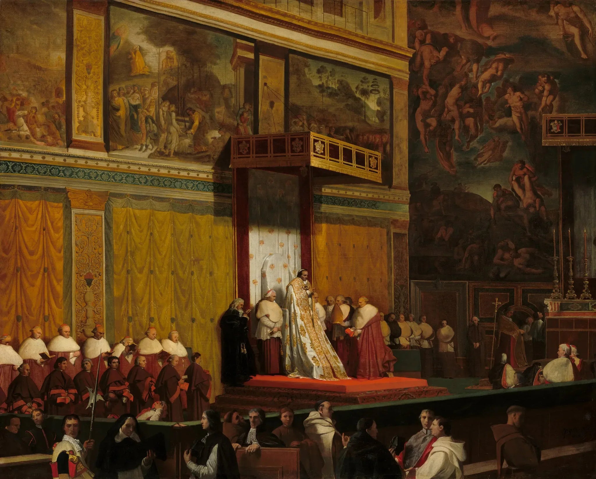 Le pape Pie VII dans la chapelle Sixtine - Jean-Auguste-Dominique Ingres image 1 copie peinte à la main à l’huile