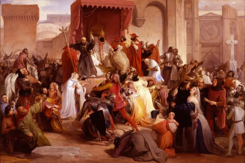 Le pape Urbain II prêchant la première croisade sur la place de Clermont - Francesco Hayez image 1 tableau peint à l’huile sur toile