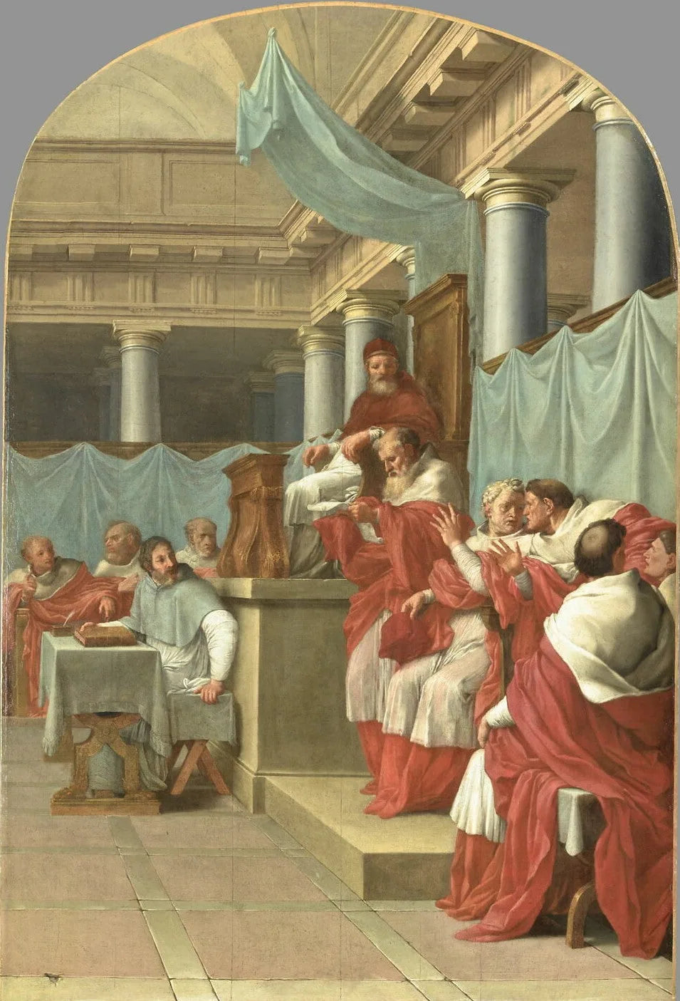 Le Pape Victor III confirme l'institution des Chartreux - Eustache Le Sueur image 1 reproduction de peinture à l’huile