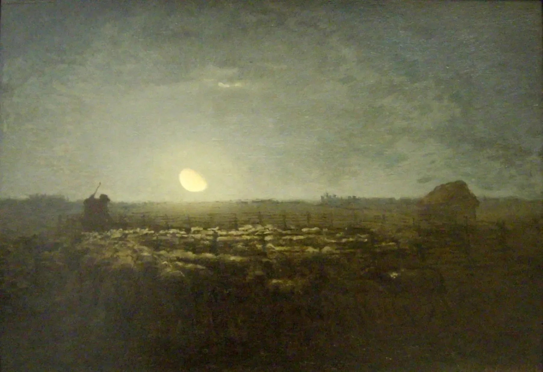 Le Parc à moutons, clair de lune - Jean-François Millet image 1 copie de tableau peinte à la main