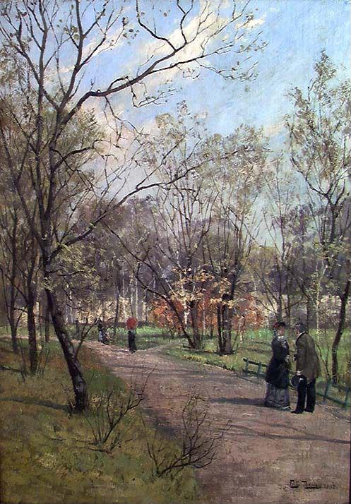 Le parc du Palais royal, Oslo - Frits Thaulow image 1 copie peinte à la main à l’huile