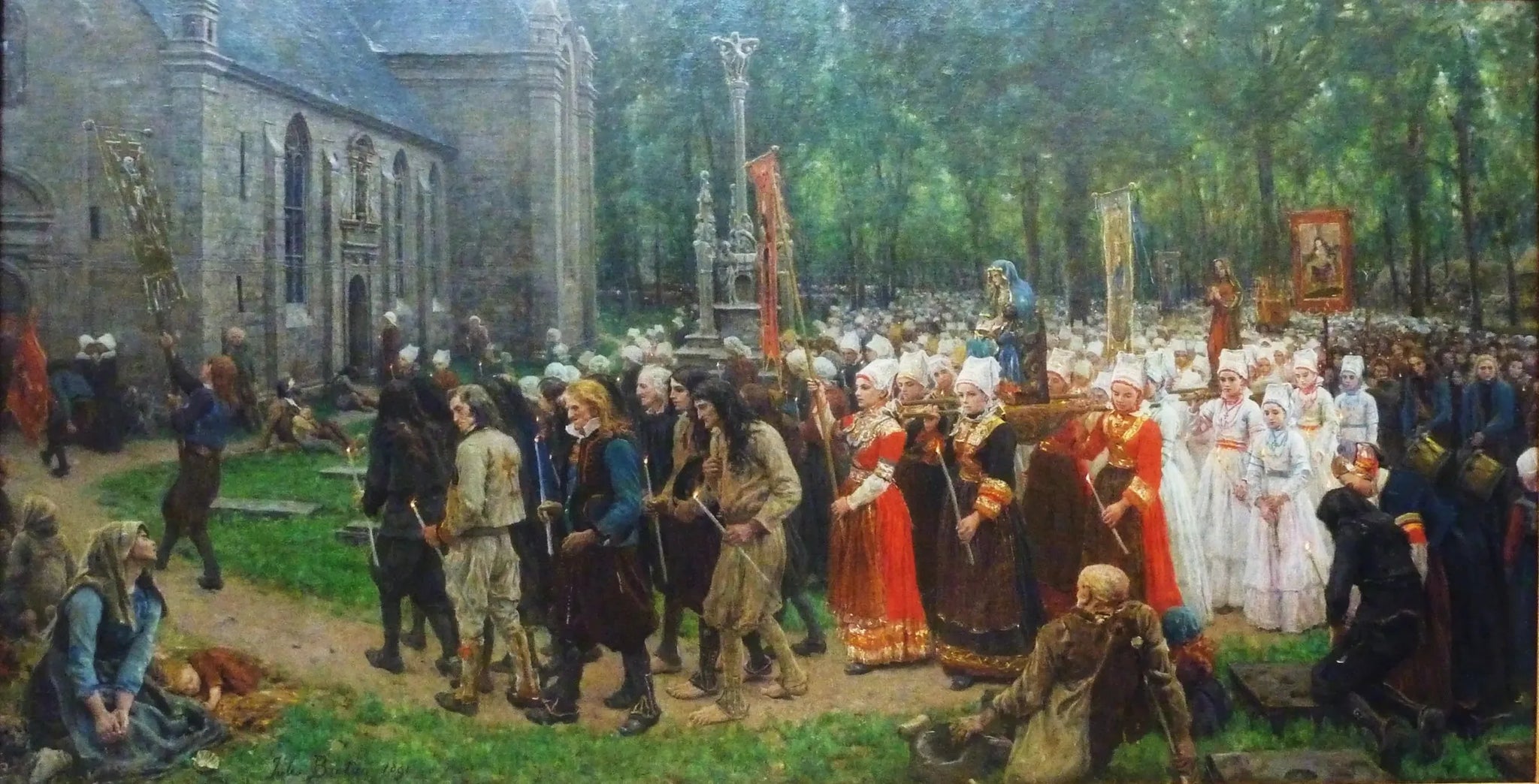 Le Pardon de Kergoat - Jules Breton image 1 reproduction artisanale de tableau