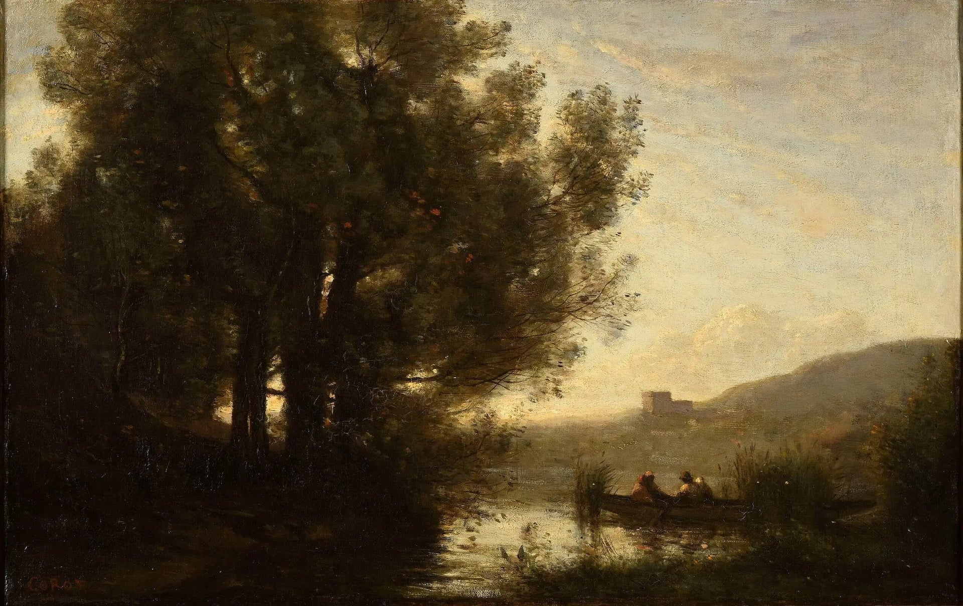 Le Passage de la rivière - Jean-Baptiste Camille Corot image 1 reproduction de peinture à l’huile