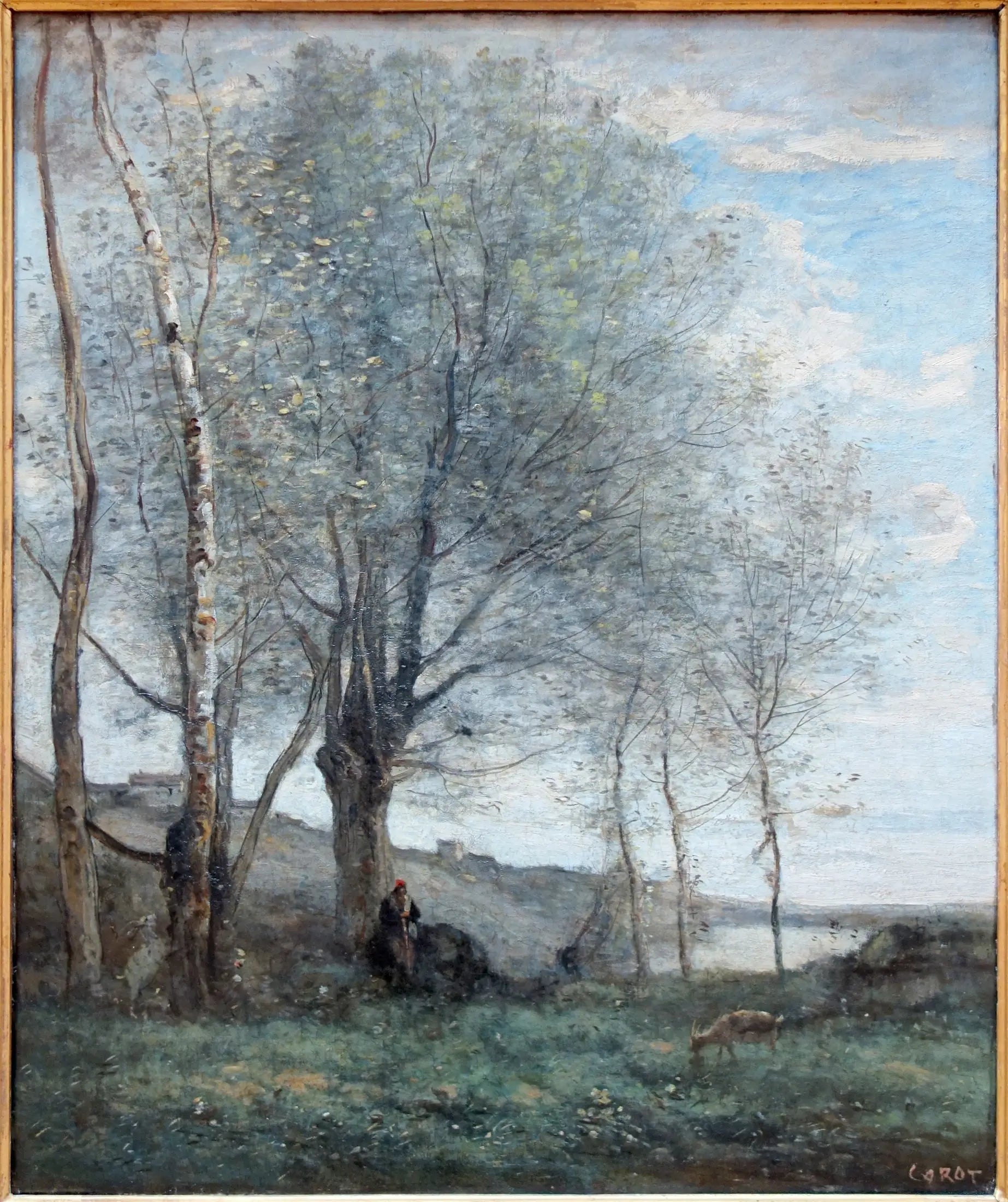 Le pâtre aux deux chèvres - Jean-Baptiste Camille Corot image 1 reproduction de peinture à l’huile