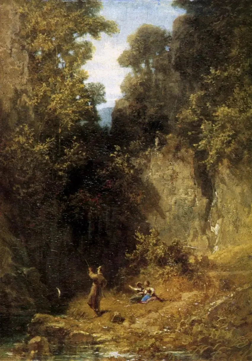 Le pêcheur - Carl Spitzweg image 1 reproduction artisanale de tableau