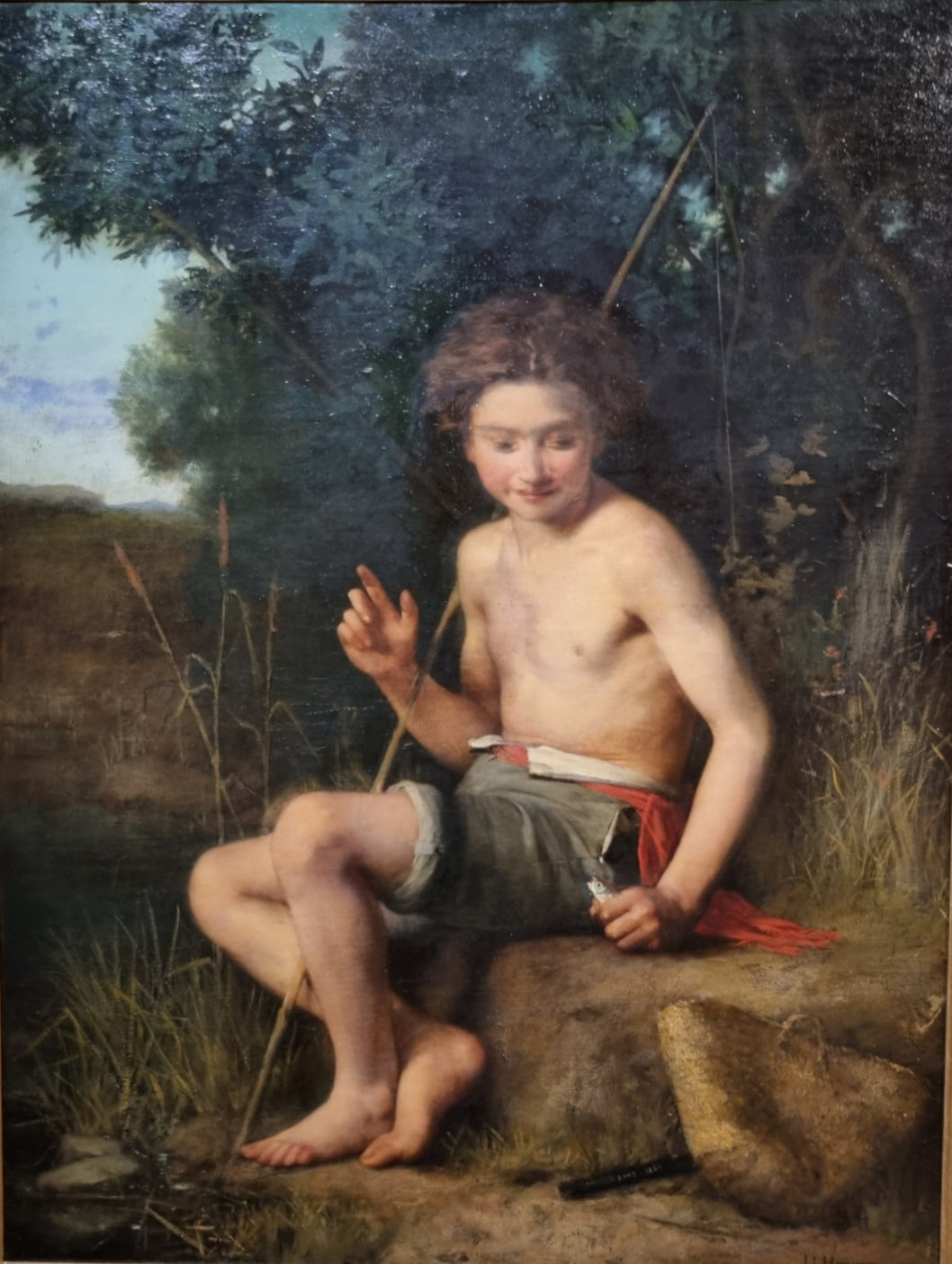 Le pêcheur et le petit poisson - Jean-Jacques Henner image 1 tableau peint à l’huile sur toile