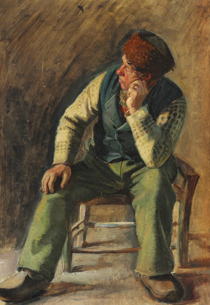Le pêcheur et sauveteur Lars Gaihede assis sur une chaise. - Michael Peter Ancher