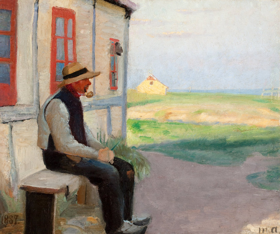 Le pêcheur Niels Gaihede devant sa maison à Skagen Østerby. - Michael Peter Ancher