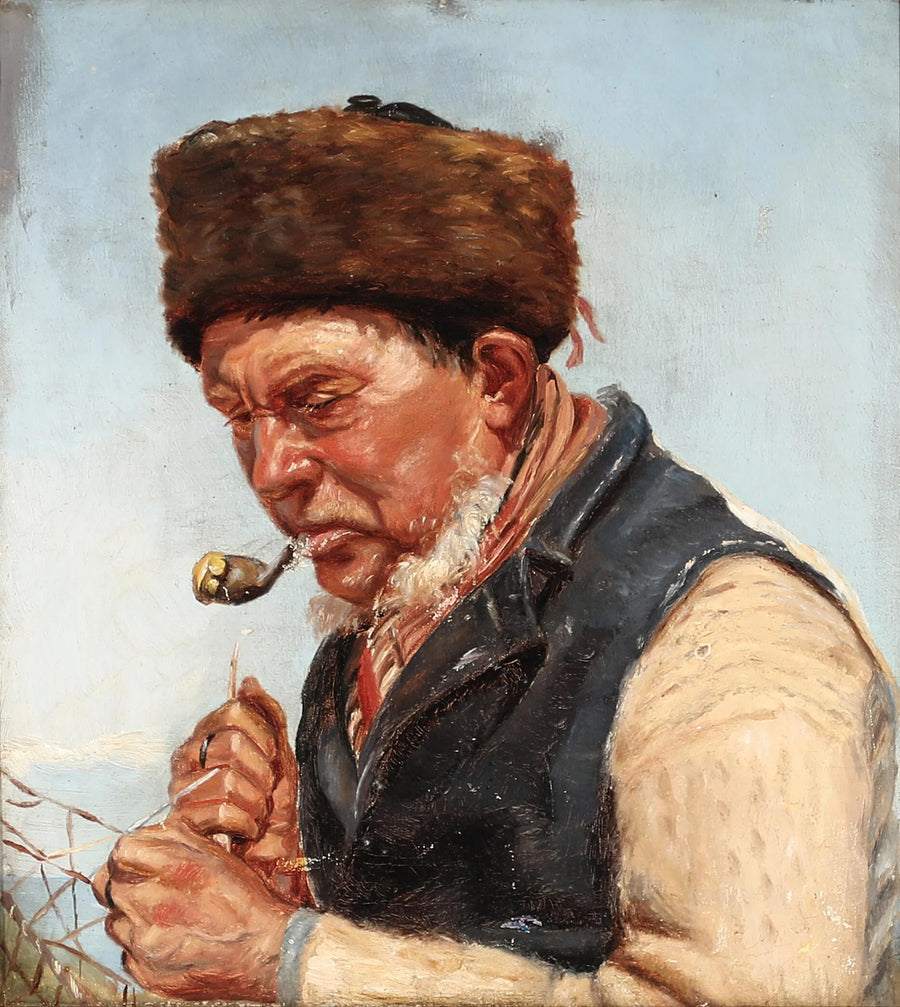Le pêcheur Niels Gaihede répare un filet de pêche. - Michael Peter Ancher