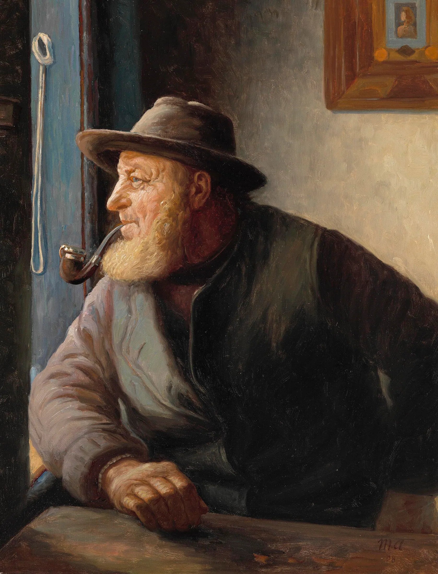 Le pêcheur Ole Svendsen de Skagen. - Michael Peter Ancher image 1 reproduction artisanale de tableau
