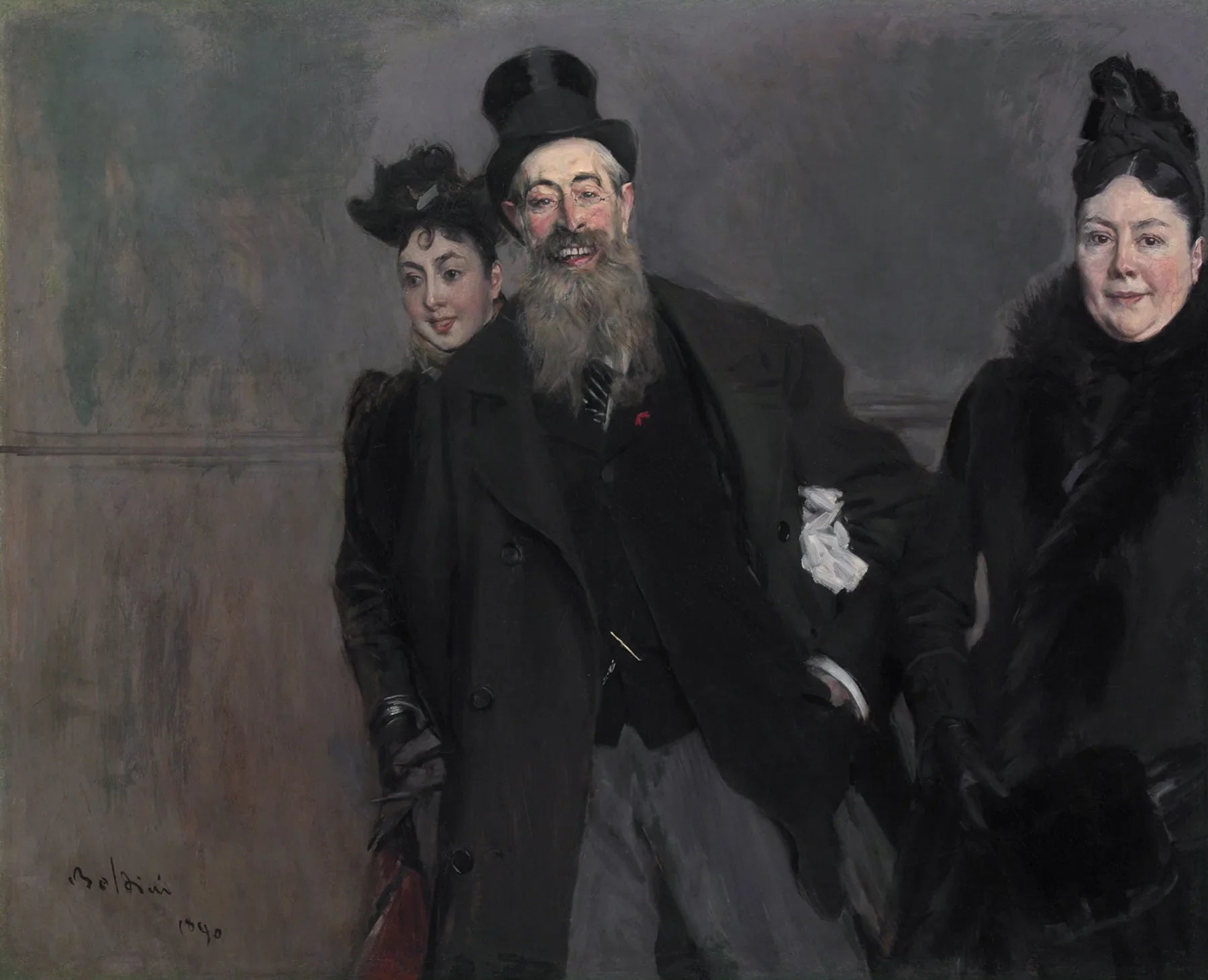 Le Peintre John Lewis Brown avec sa femme et sa fille - Giovanni Boldini image 1 tableau peint à l’huile sur toile