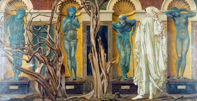 Le pèlerin hors du jardin de l'oisiveté (scène du 'Roman de la rose') - Edward Burne-Jones