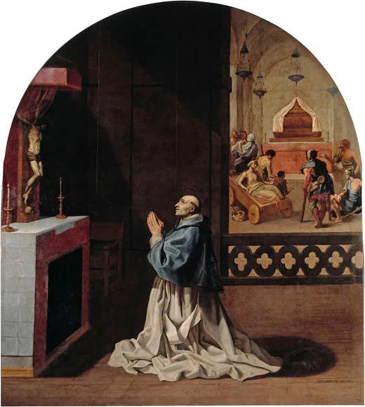 Le père Bernard prie dans la chartreuse des Portes - Vincenzo Carducci image 1 copie de tableau peinte à la main
