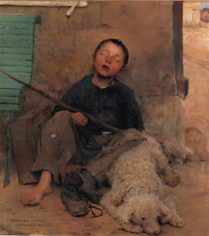 Le petit colporteur endormi - Jules Bastien-Lepage image 1 copie de tableau peinte à la main