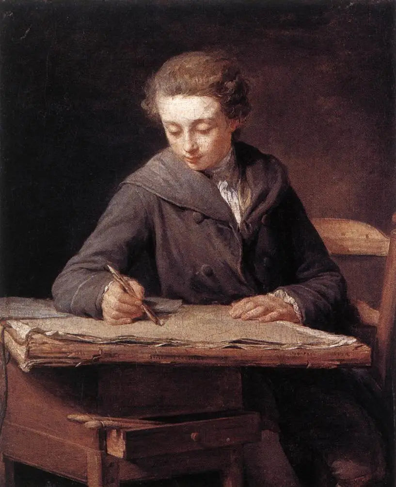Le Petit Dessinateur - Nicolas-Bernard Lépicié image 1 copie peinte à la main à l’huile