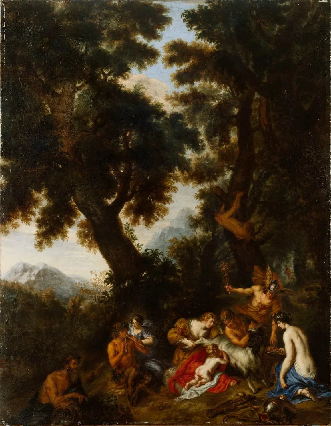 Le petit Jupiter est allaité par des chèvres. - Joachim von Sandrart image 1 reproduction de peinture à l’huile