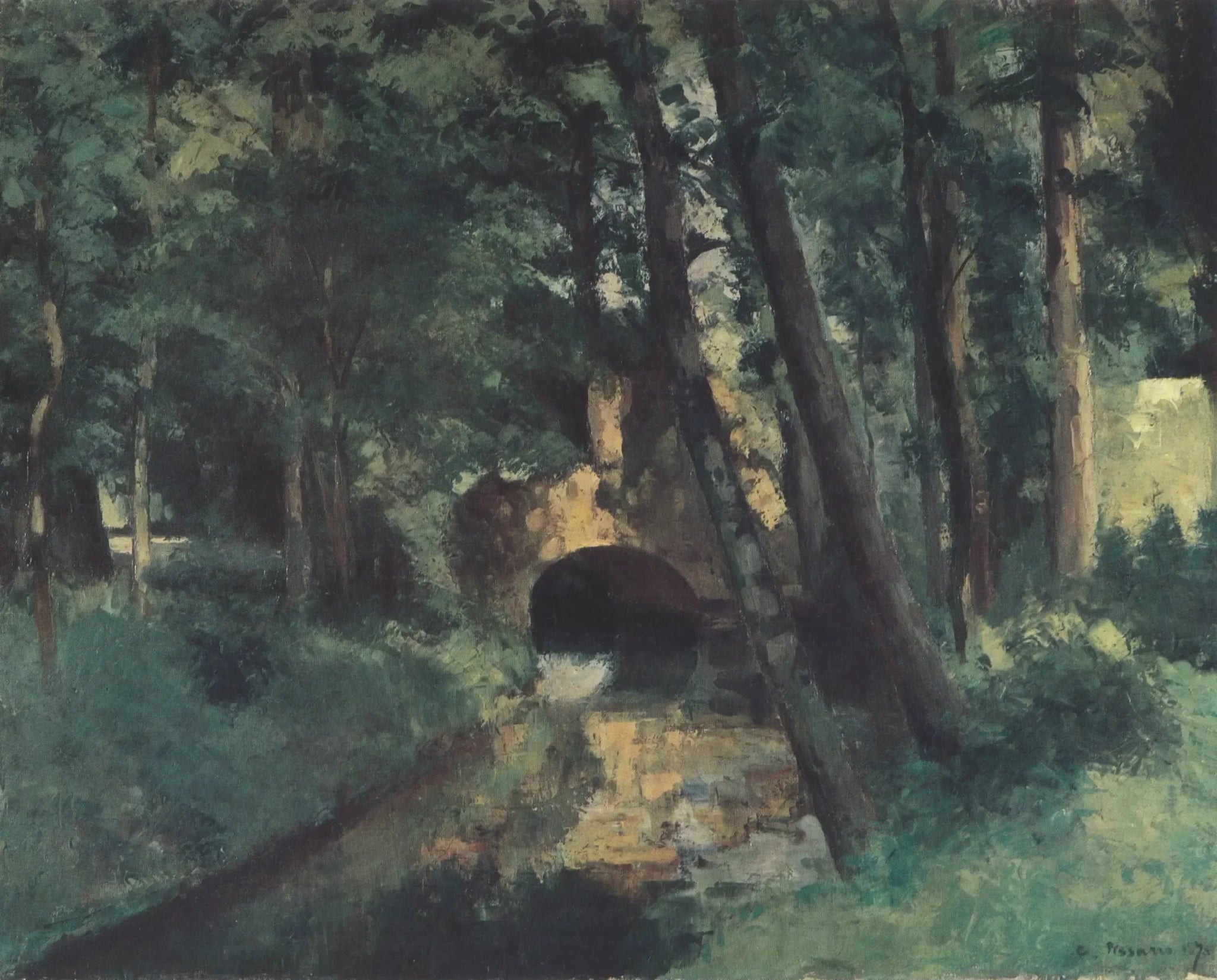 Le Petit Pont, Pontoise - Camille Pissarro image 1 copie peinte à la main à l’huile