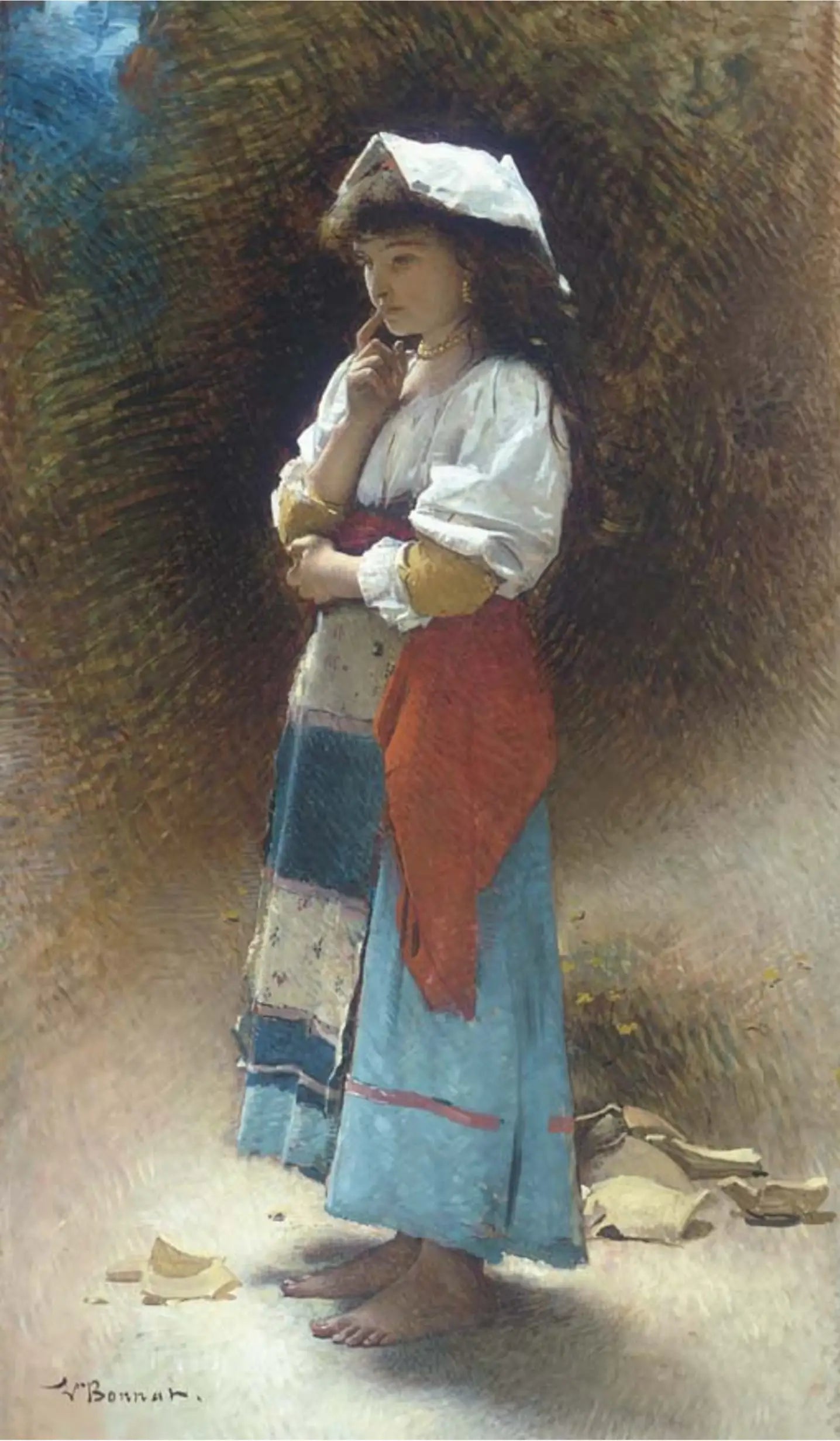 Le pichet cassé (version pieds nus) - Léon Bonnat image 1 copie de tableau peinte à la main