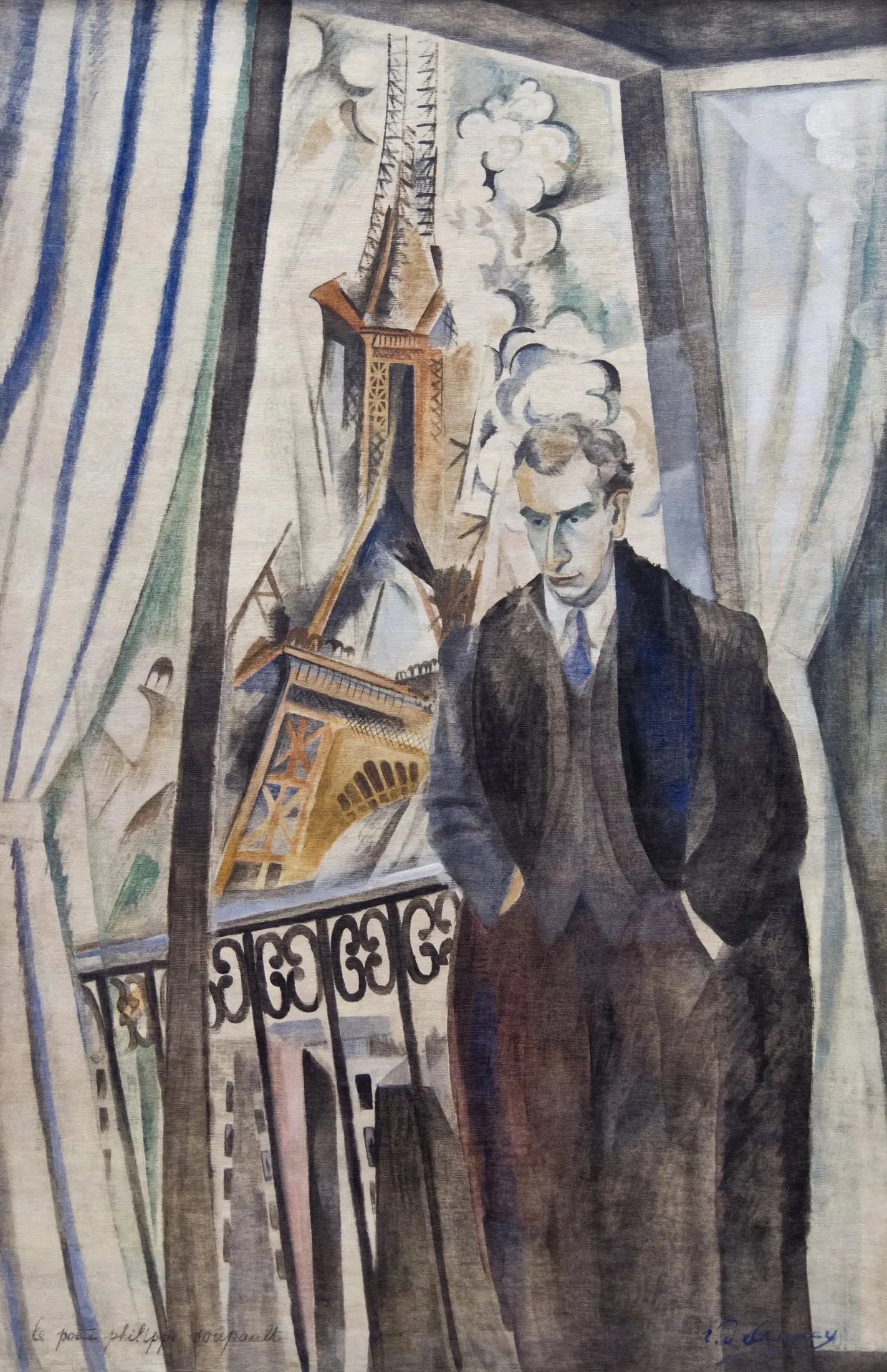Le poète Philippe Soupault - Robert Delaunay image 1 reproduction de peinture à l’huile