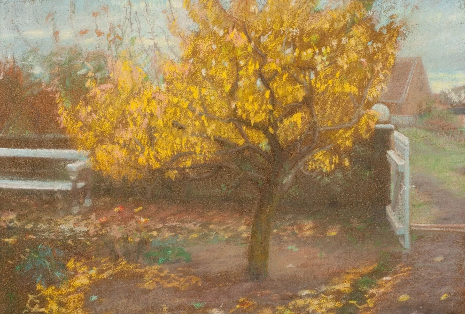 Le poirier du jardin de devant d'Ancher, en automne. - Anna Ancher image 1 copie de tableau peinte à la main