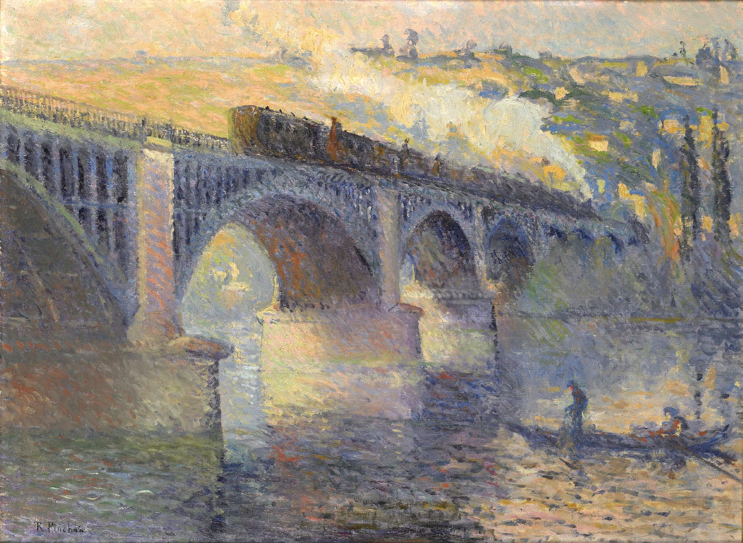 Le Pont aux Anglais, soleil couchant - Robert Antoine Pinchon image 1 copie peinte à la main à l’huile
