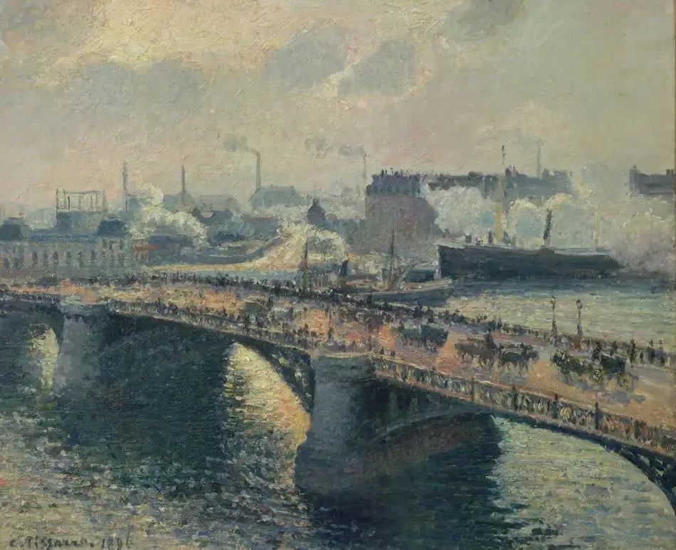 Le Pont Boïeldieu à Rouen - Camille Pissarro image 1 copie peinte à la main à l’huile