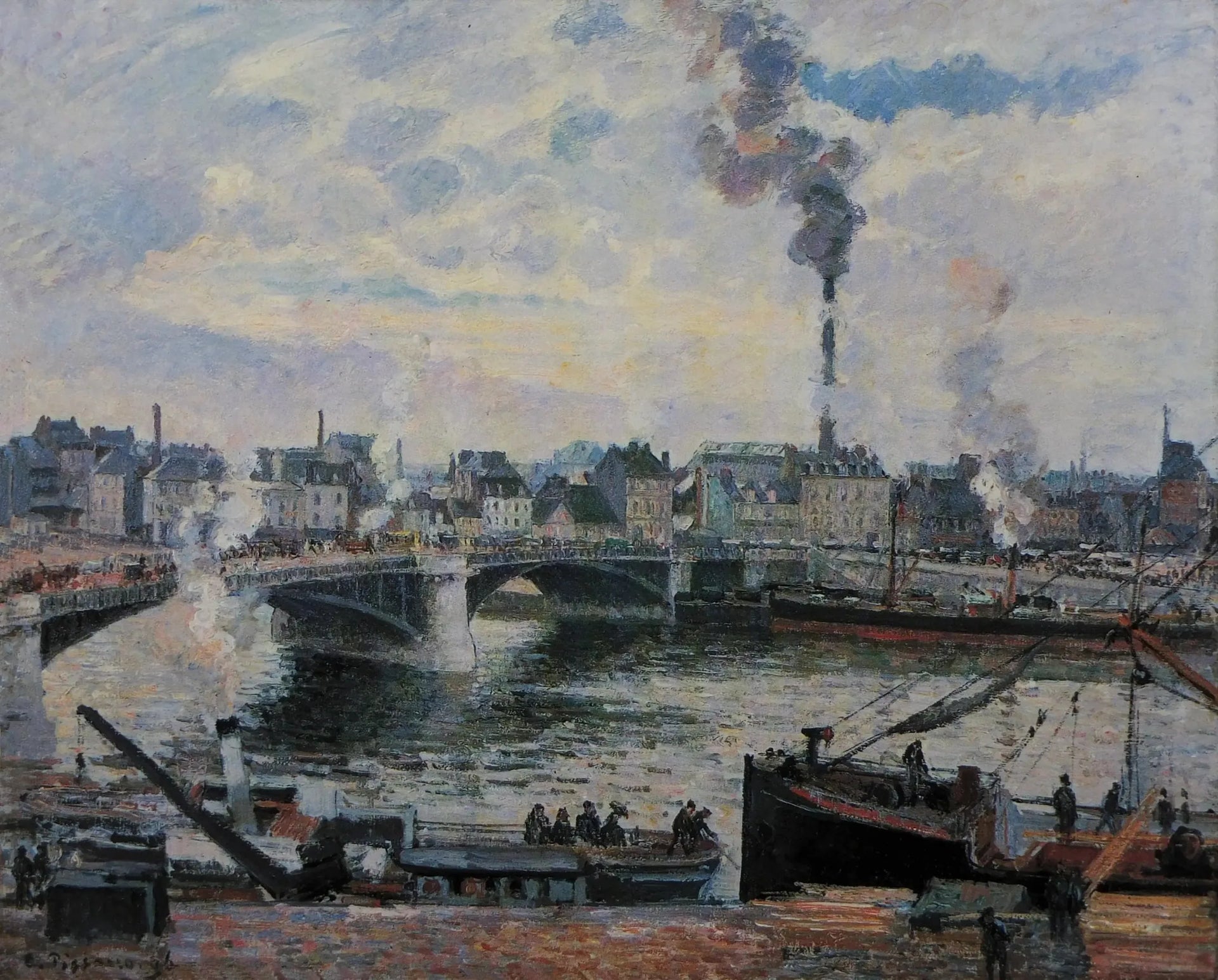 Le Pont Boieldieu et le faubourg Saint-Sever à Rouen - Camille Pissarro image 1 copie de tableau peinte à la main