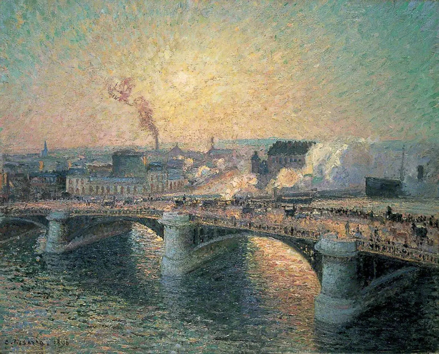 Le Pont Boieldieu, Rouen, Soleil Couchant - Camille Pissarro