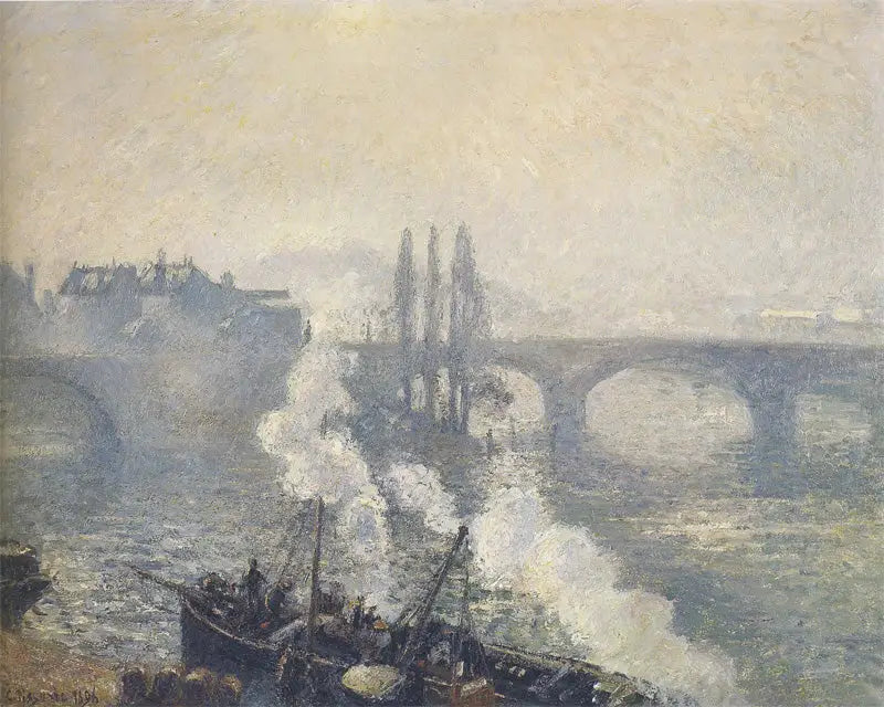 Le Pont Corneille à Rouen, brume du matin - Camille Pissarro image 1 copie peinte à la main à l’huile