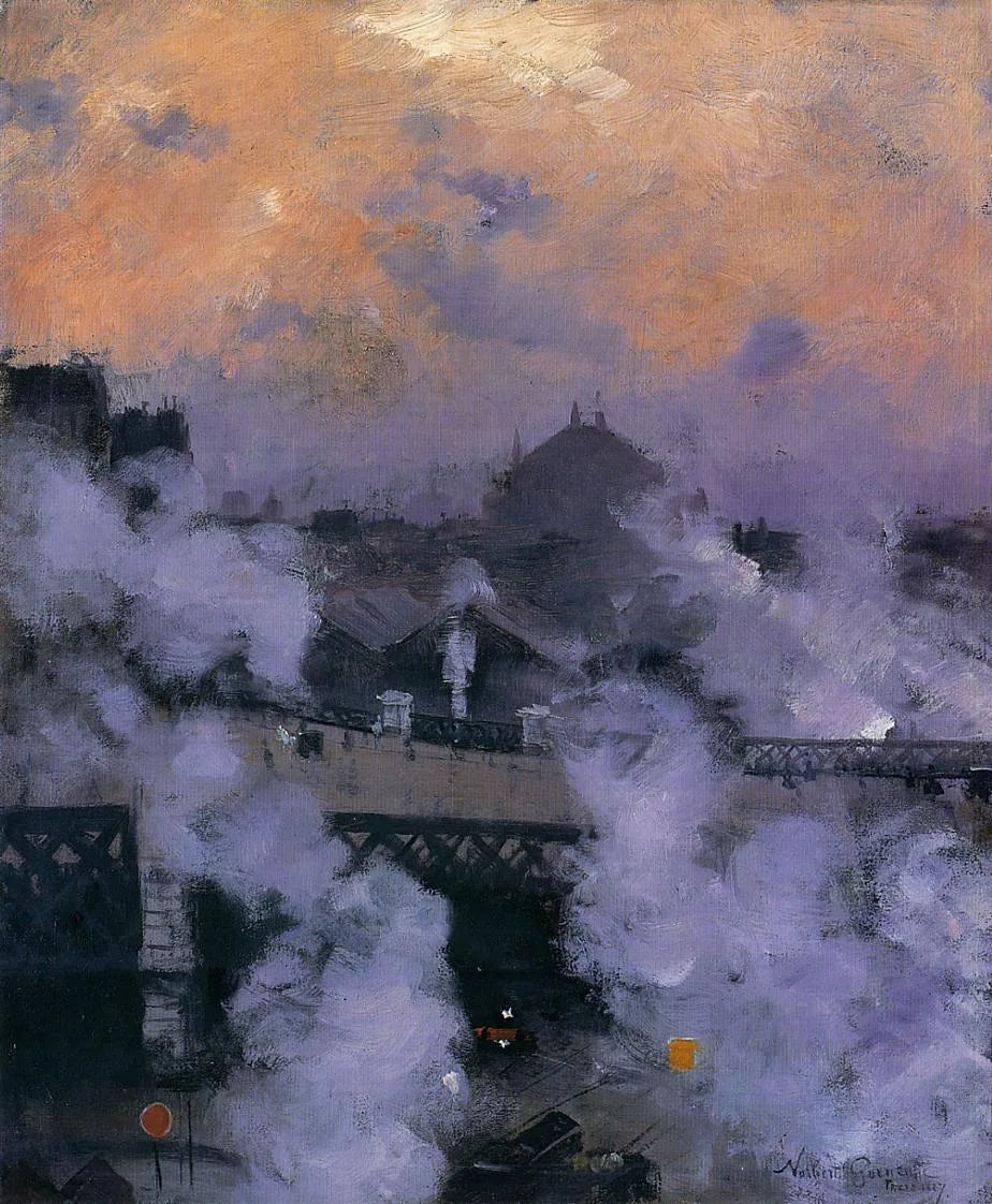 Le Pont de l'Europe la nuit - Norbert Gœneutte image 1 tableau peint à l’huile sur toile