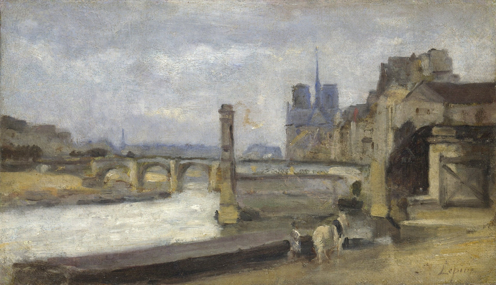 Le Pont de la Tournelle, Paris - Stanislas Lépine image 1 reproduction de peinture à l’huile