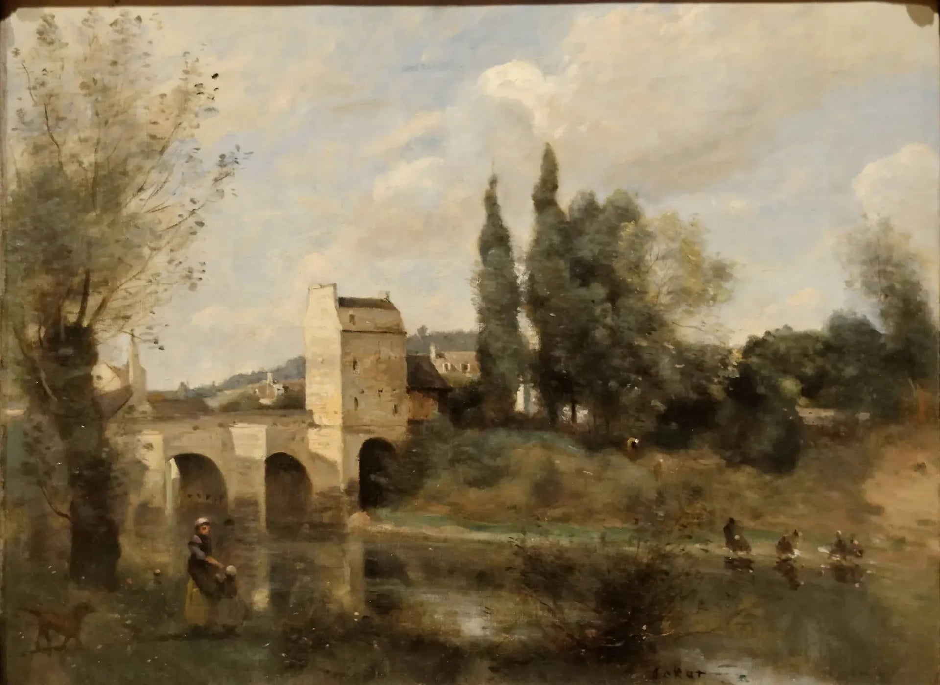 Le pont de Mantes - Jean-Baptiste Camille Corot image 1 reproduction artisanale de tableau