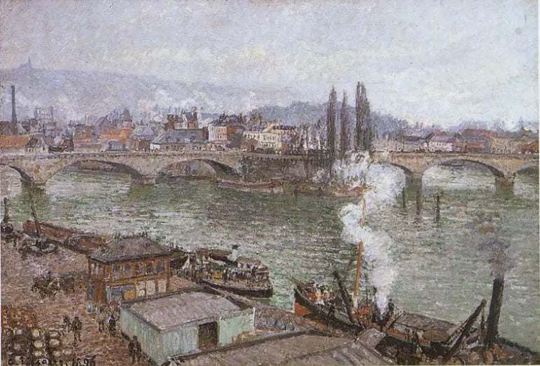 Le pont de pierre à Rouen, temps gris - Camille Pissarro image 1 reproduction réalisée par Alpha Reproduction