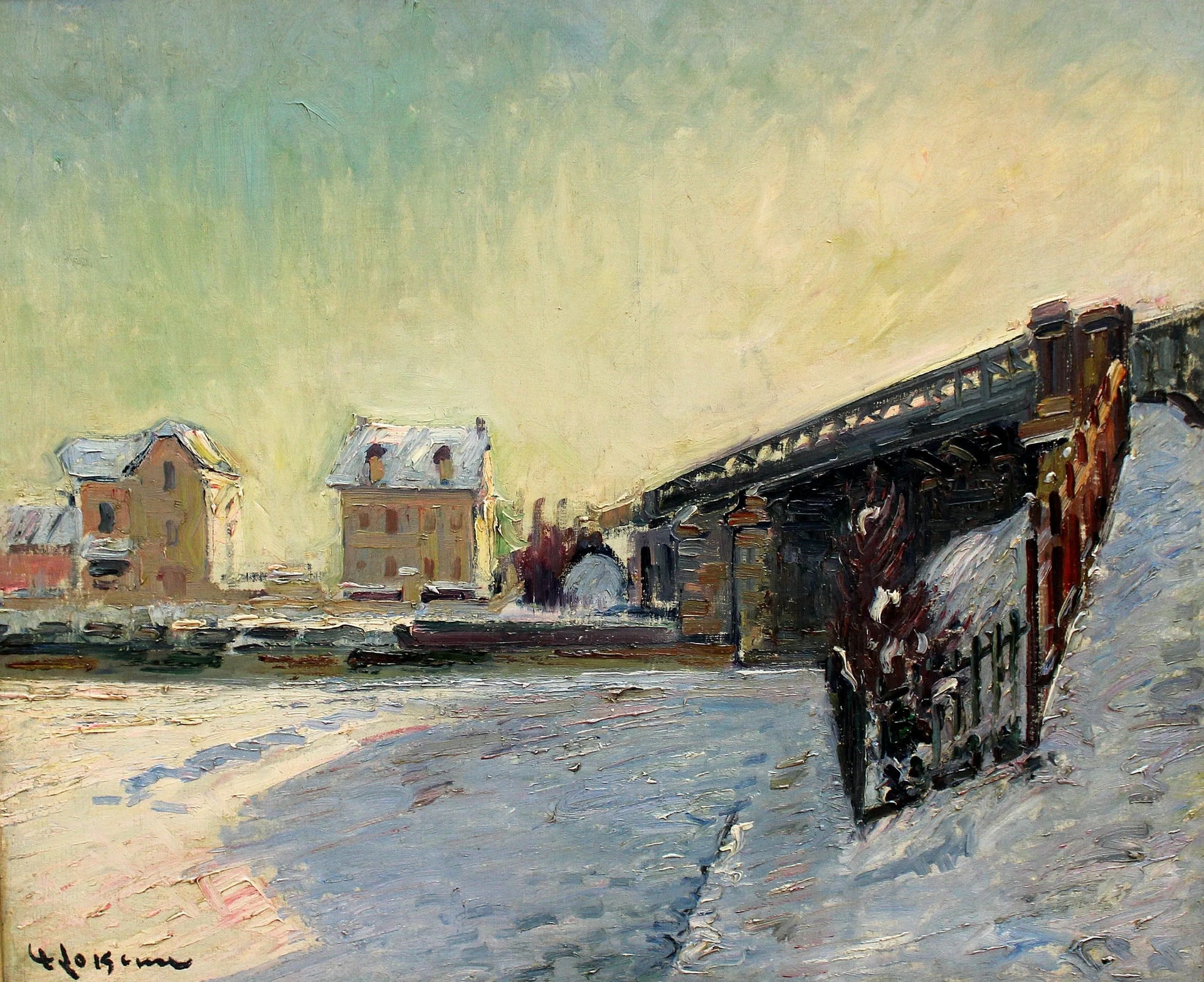 Le pont de Saint-Ouen - Gustave Loiseau image 1 copie peinte à la main à l’huile