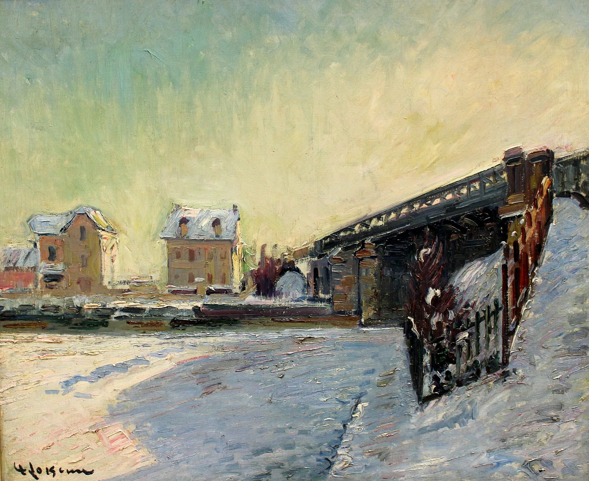 Le pont de Saint-Ouen - Gustave Loiseau image 1 copie peinte à la main à l’huile