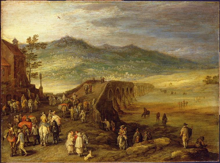 Le Pont de Talavera - Jan Brueghel l'Ancien image 1 copie de tableau peinte à la main