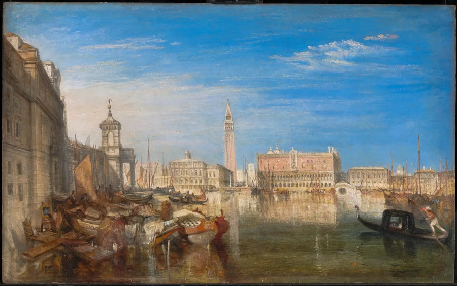 Le pont des soupirs, le palais des doges et la douane, Venise. Canaletto peignant - J. M. W. Turner