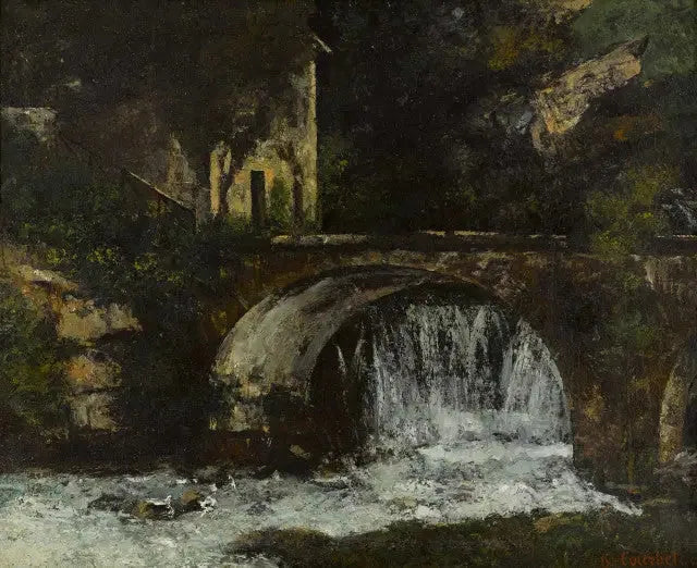 Le pont du moulin (source de la Loue) - Gustave Courbet image 1 reproduction de peinture à l’huile