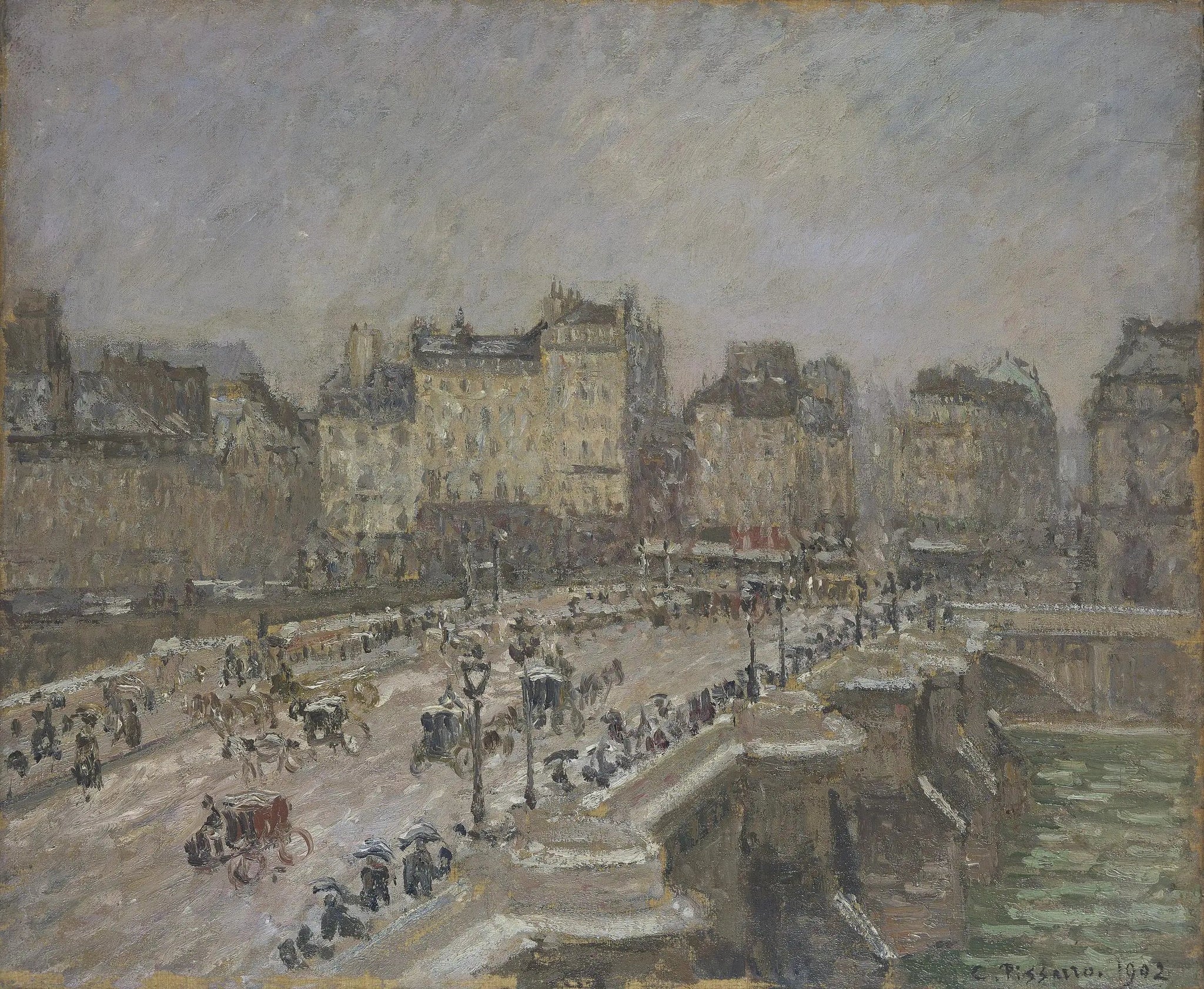 Le Pont-Neuf, Effet de Neige (Deuxième Série) - Camille Pissarro image 1 copie de tableau peinte à la main