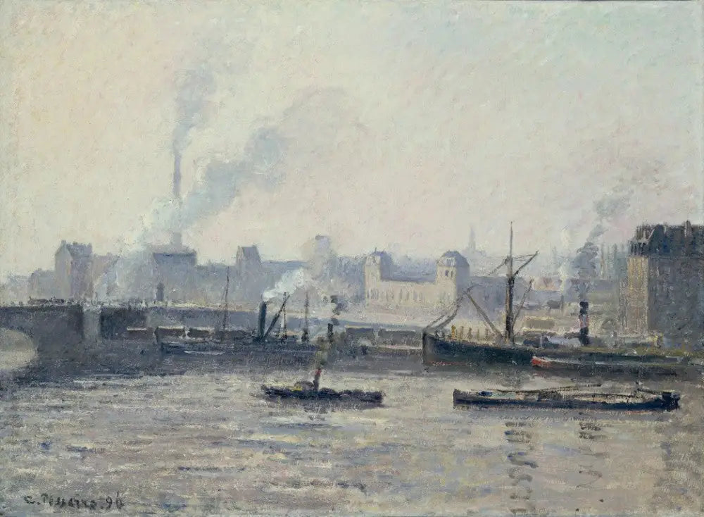 Le pont Saint-Sever, Rouen : Brume - Camille Pissarro image 1 reproduction artisanale de tableau