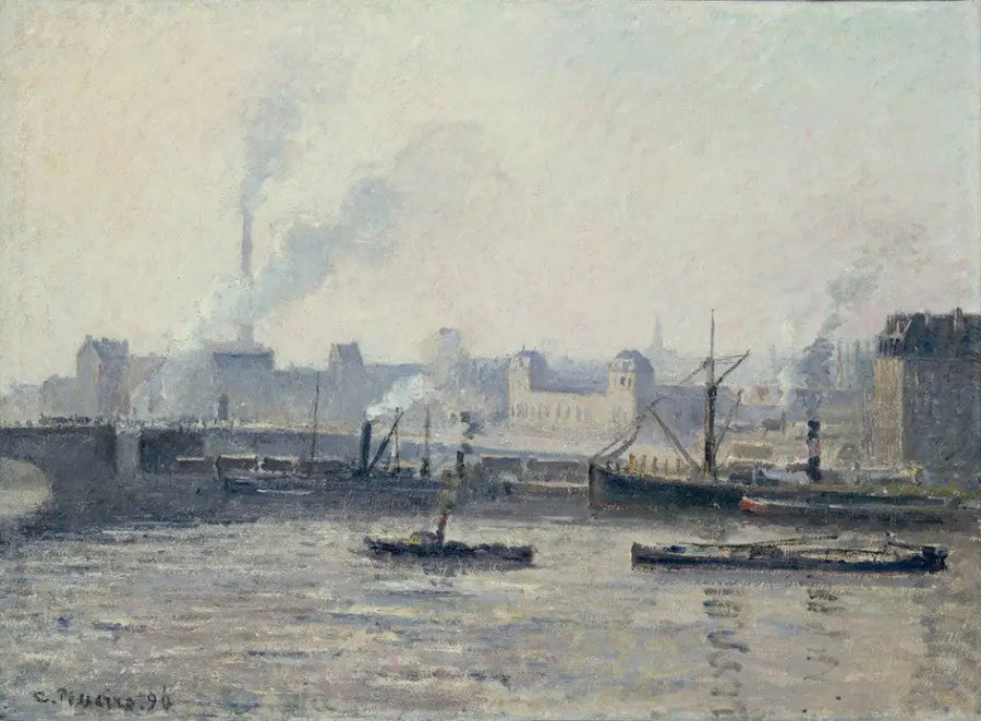 Le pont Saint-Sever, Rouen : Brume - Camille Pissarro