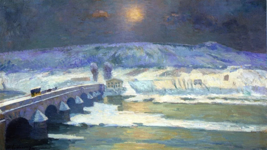 Le pont sur l'Allier à Pont-du-Château en hiver (1886) - Albert Lebourg image 1 reproduction artisanale de tableau