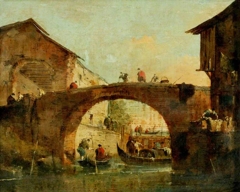Le pont sur la Brenta à Dolo (la Porta del Dolo) - Francesco Guardi image 1 tableau peint à l’huile sur toile