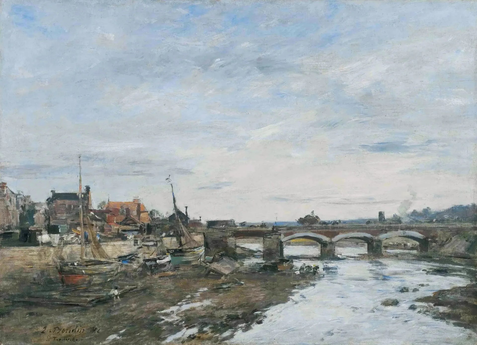 Le Pont sur la Touques à Trouville - Eugène Boudin image 1 tableau peint à l’huile sur toile