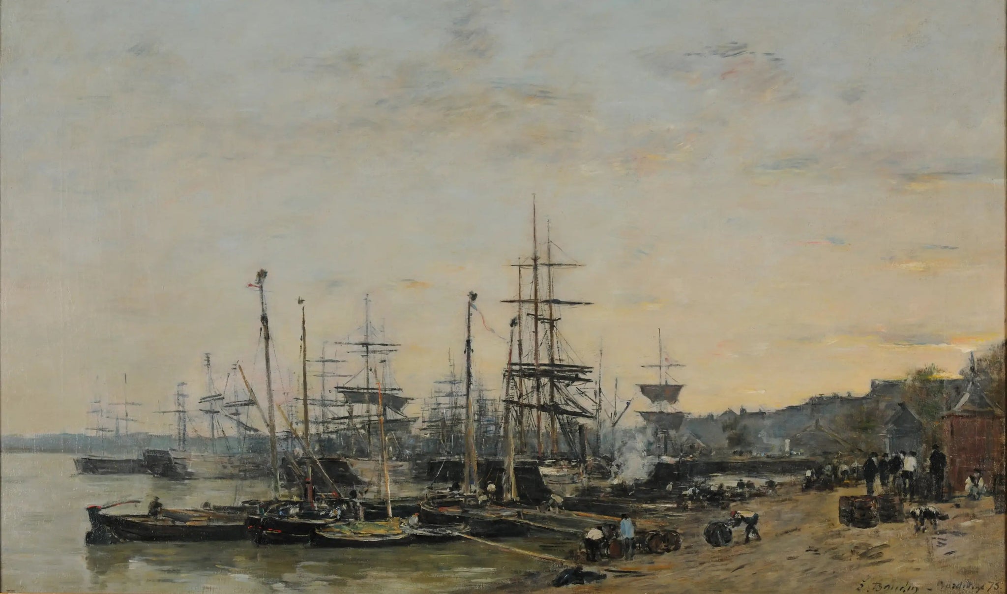 Le port de Bordeaux, vu du quai des Chartrons - Eugène Boudin image 1 reproduction de peinture à l’huile
